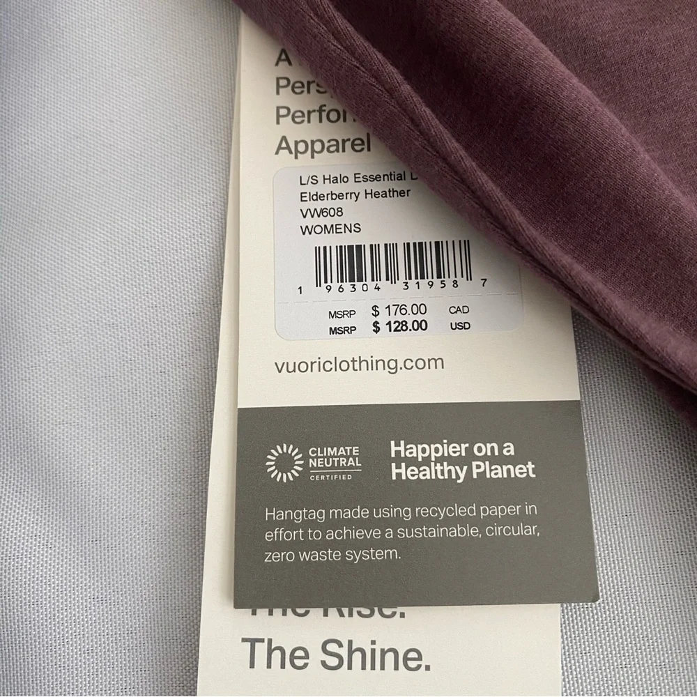 Vuori Women’s Halo Essential Dress SMALL Long Sleeve Elderberry Heather NWT - Picture 4 of 8